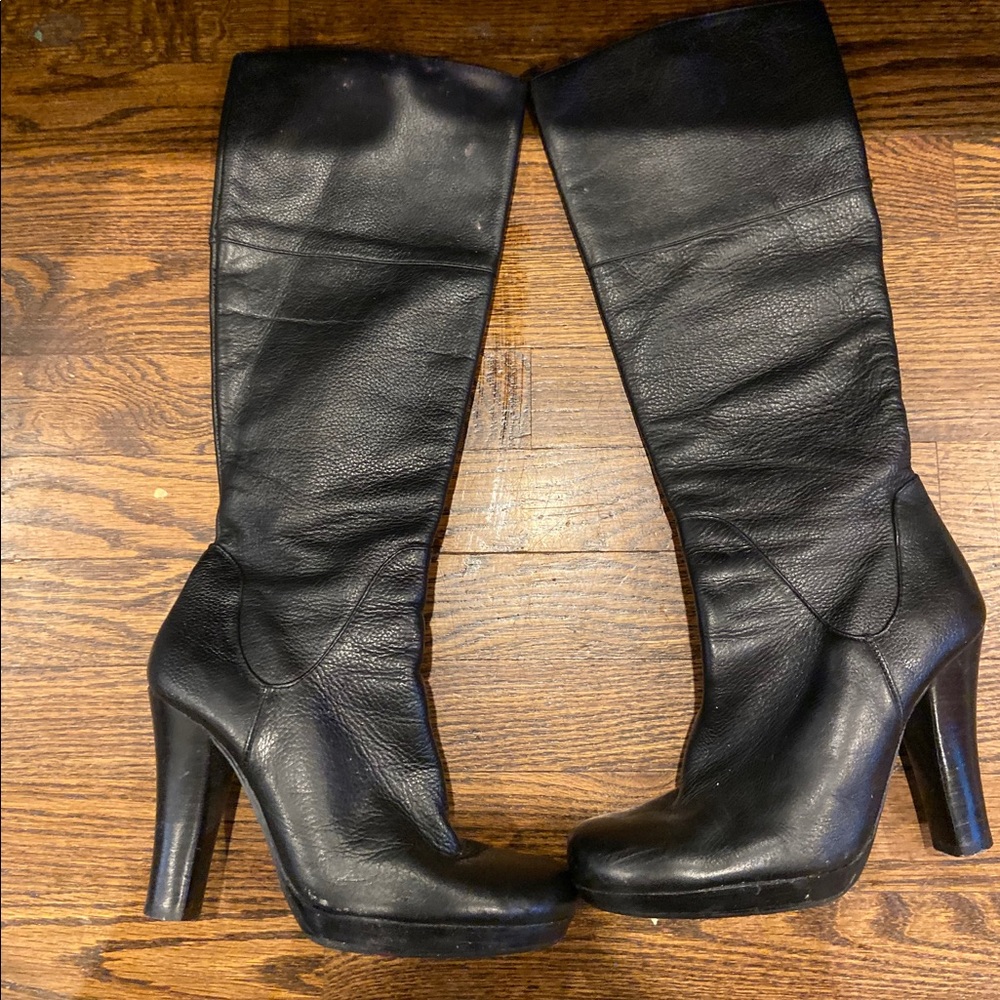 Leather knee high boots